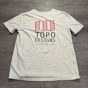 Topo Designs Shirt Mens Large White Colorado 100% Organic‎ Cotton Graphic Tee